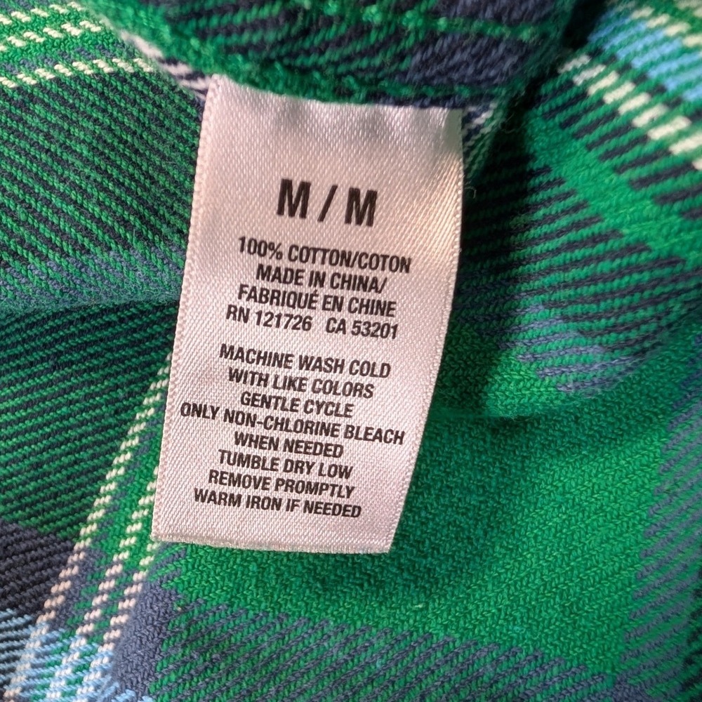Aeropostale Mens Plaid Flannel Button Down Shirt Medium Green Blue - Picture 3 of 8